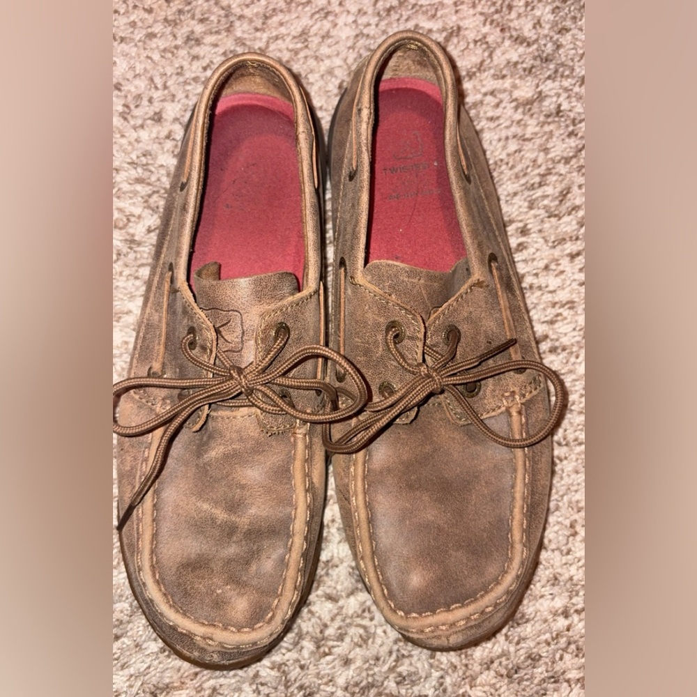 Twisted X Leather Driving Moc Boat Shoes | Men’s 8.5 | Brown | Comfort Sole